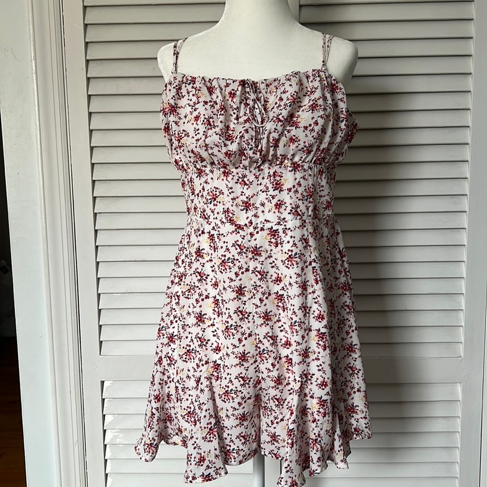 Red and White Floral Romper
